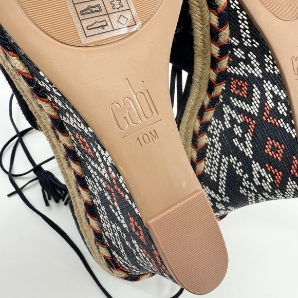 NEW‎ CABI ISLA SUEDE WEDGE ESPADRILLE AZTEC WOMEN 10 Ankle Tassel Nautical 6001 - Picture 13 of 16